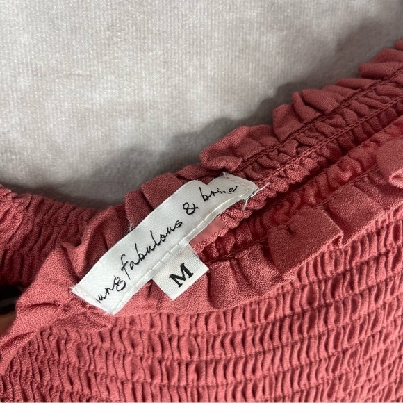 Young Fabulous & Broke Frida Smocked Off-The-Shoulder Maxi Dress Dusty Rose M - Picture 6 of 7